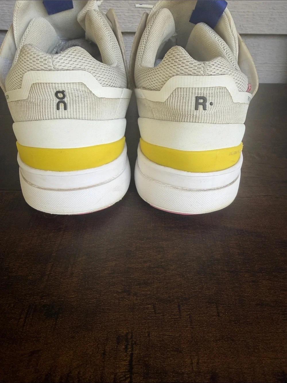 On Running Men's White Sneakers with Blue and Green Accents